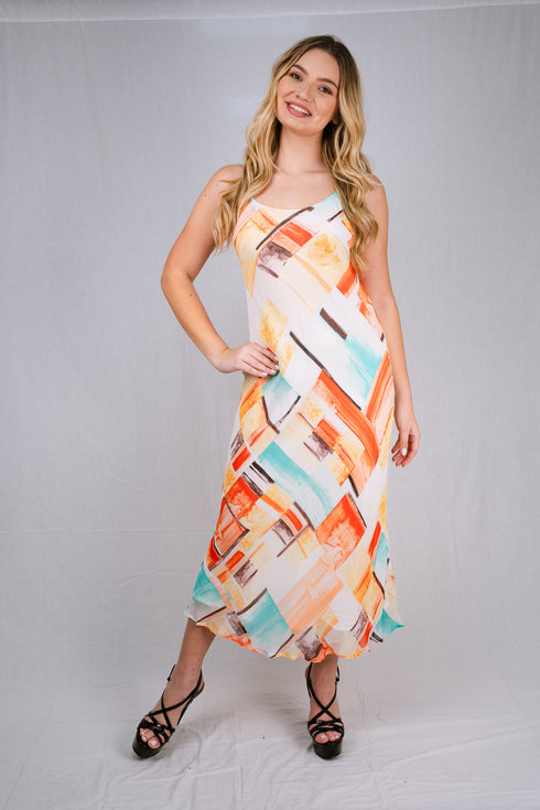 Viscose Long Spaghetti Strap Dress - D111